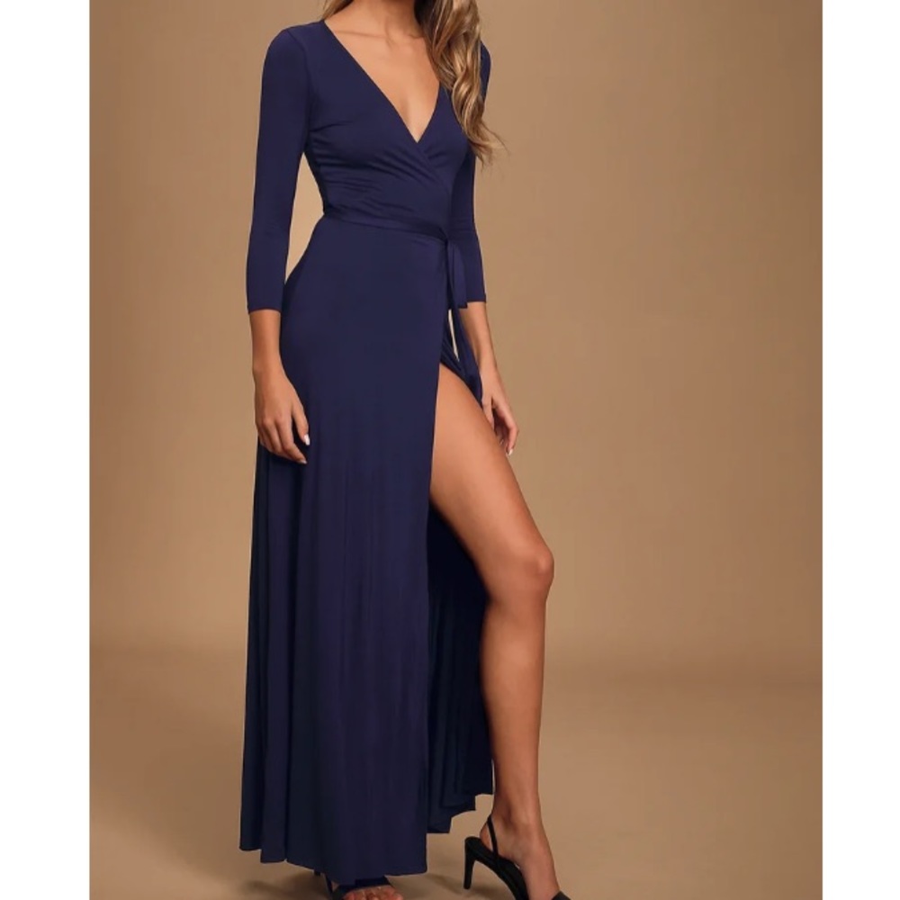 Garden District Navy Blue Wrap Maxi Dress